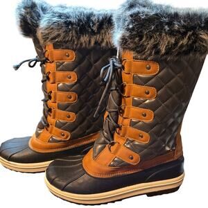 NWOT Mishanshaw 10 Brown Womens Fur Insulated Water Snow Boots Shoes Winter New